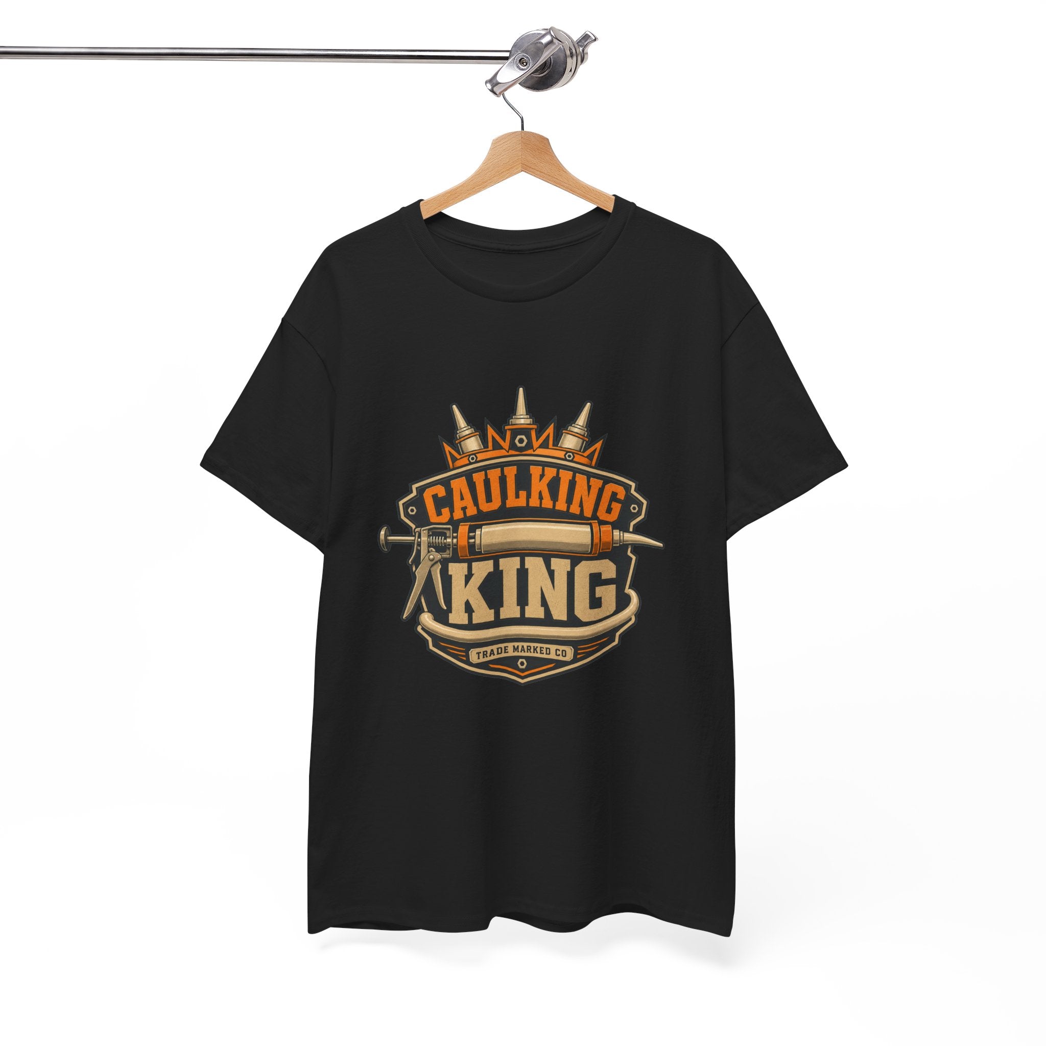 Caulking King T-Shirt — Funny Handyman Crown Logo Tee for Contractors