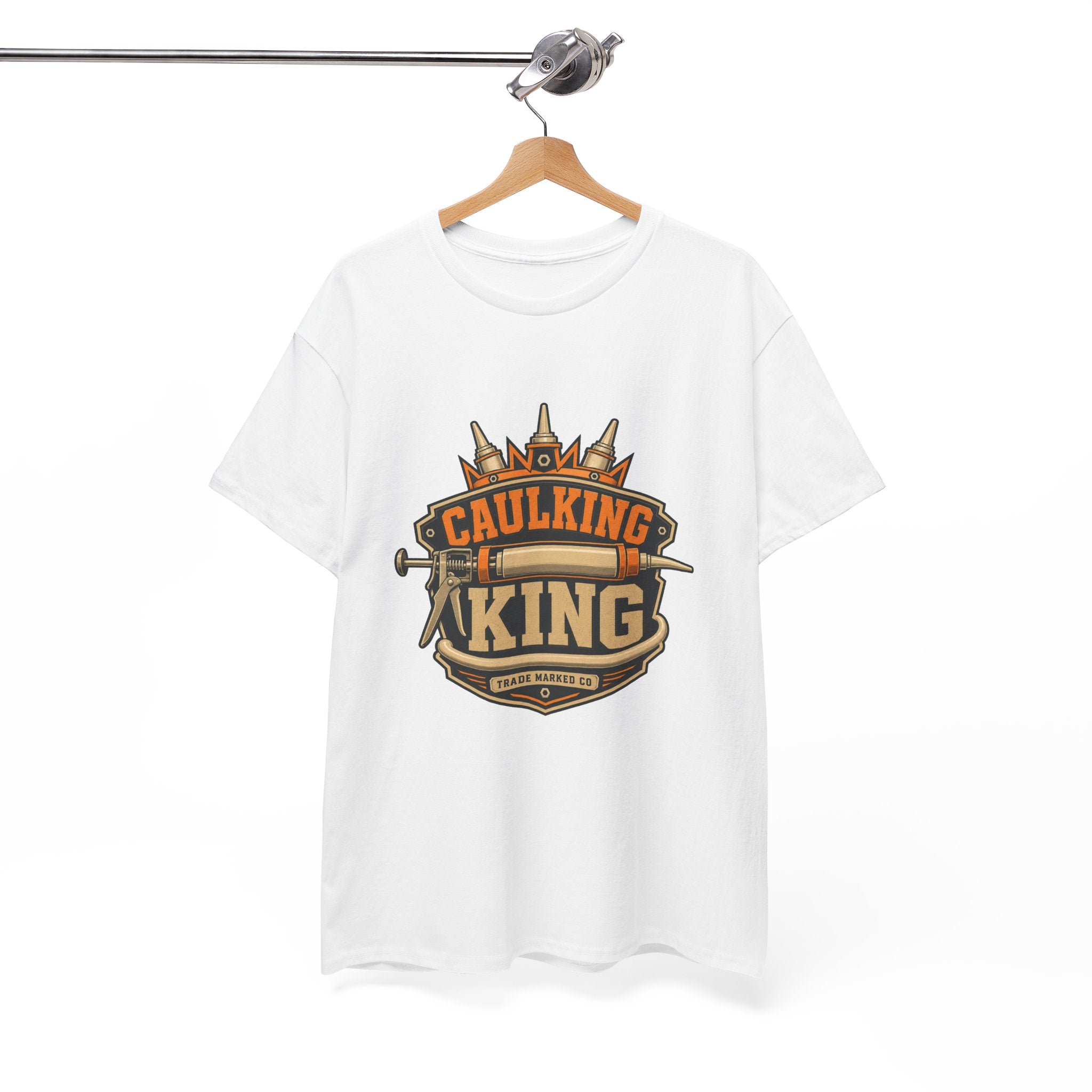 Caulking King T-Shirt — Funny Handyman Crown Logo Tee for Contractors
