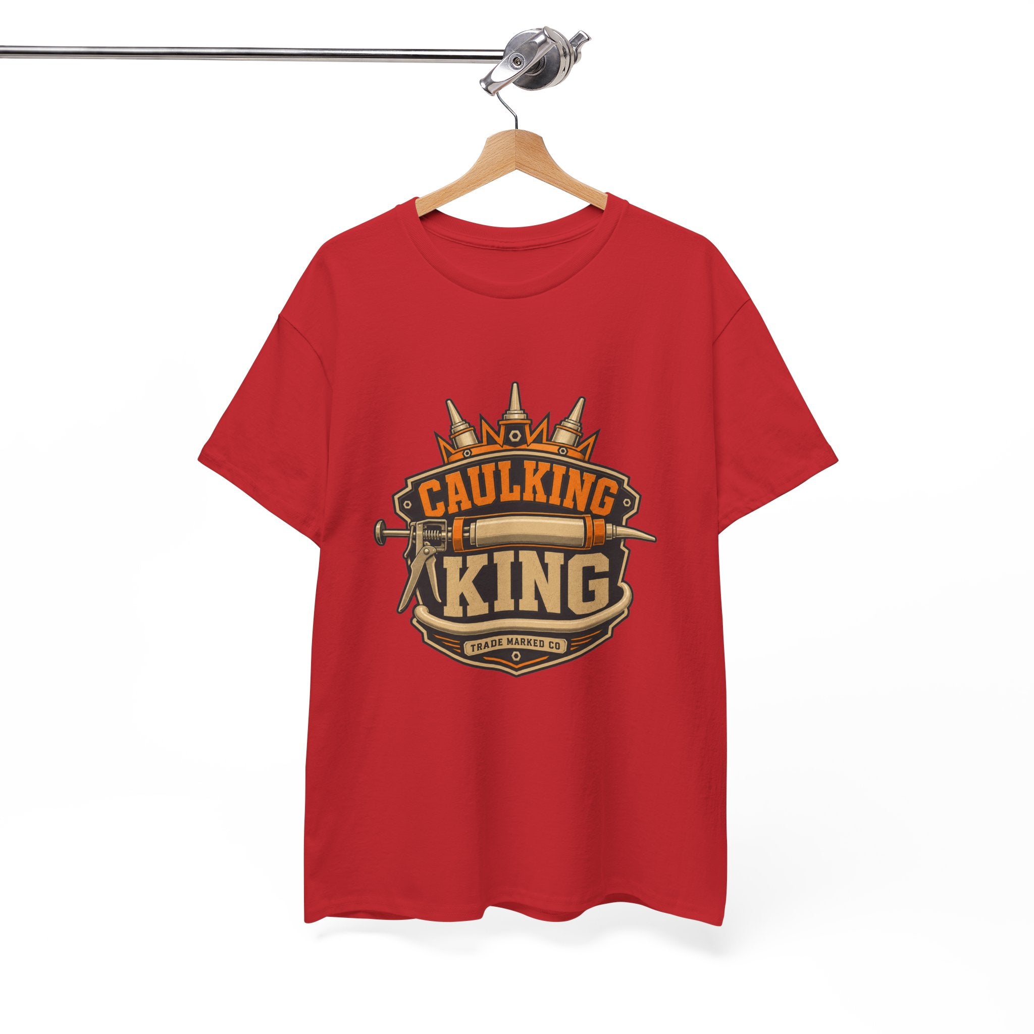 Caulking King T-Shirt — Funny Handyman Crown Logo Tee for Contractors