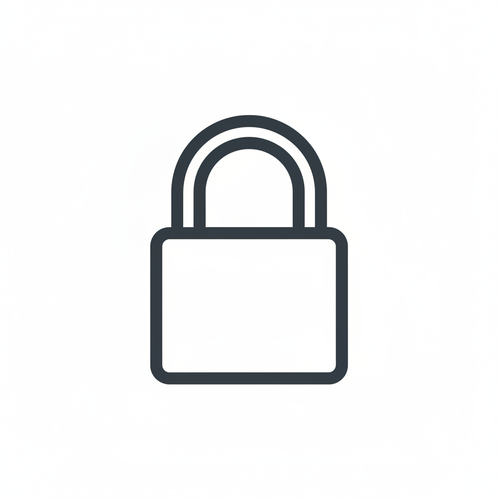 Bold Outline Padlock White Background